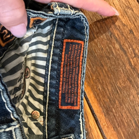 Rock Revival Sharon Skinny Jeans Dark Wash Distressed Embroidered Size 27 - Picture 2 of 12